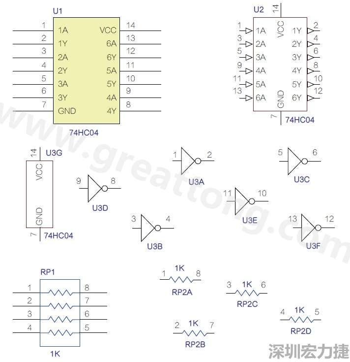 圖1 半導體元件供應商所畫的電路圖符號是模擬元件的接腳圖，而非訊號流程。